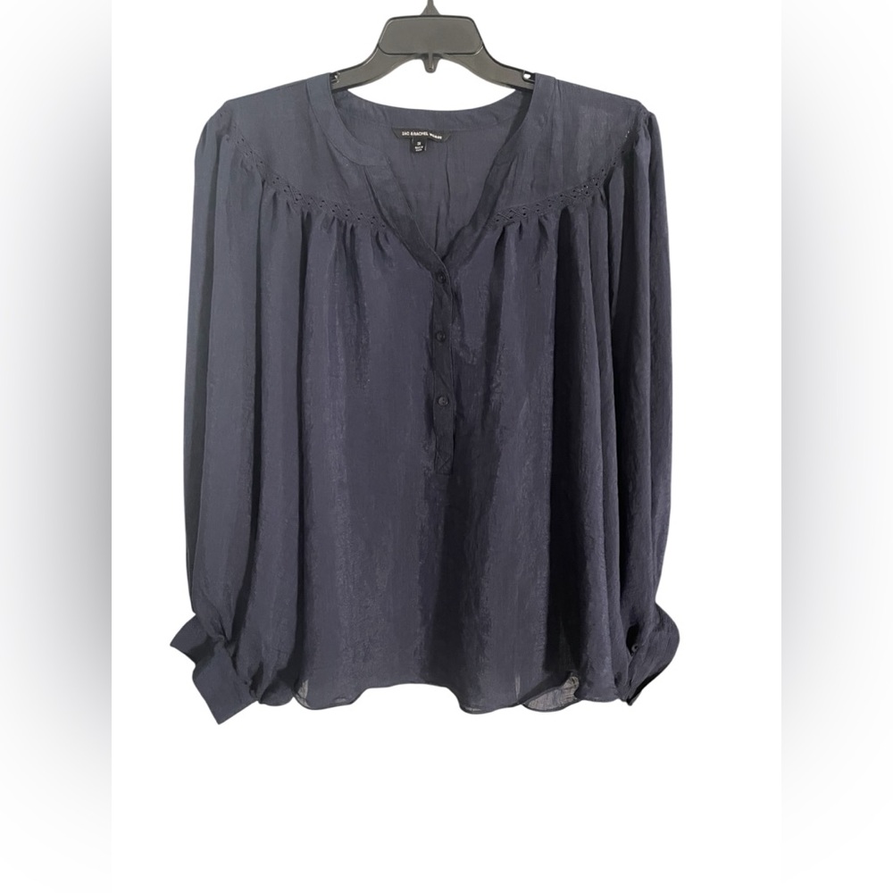 NWT Zac & Rachel Size 3X Deep Blue Blouse/Balloon Sleeve Plus Size Curvy